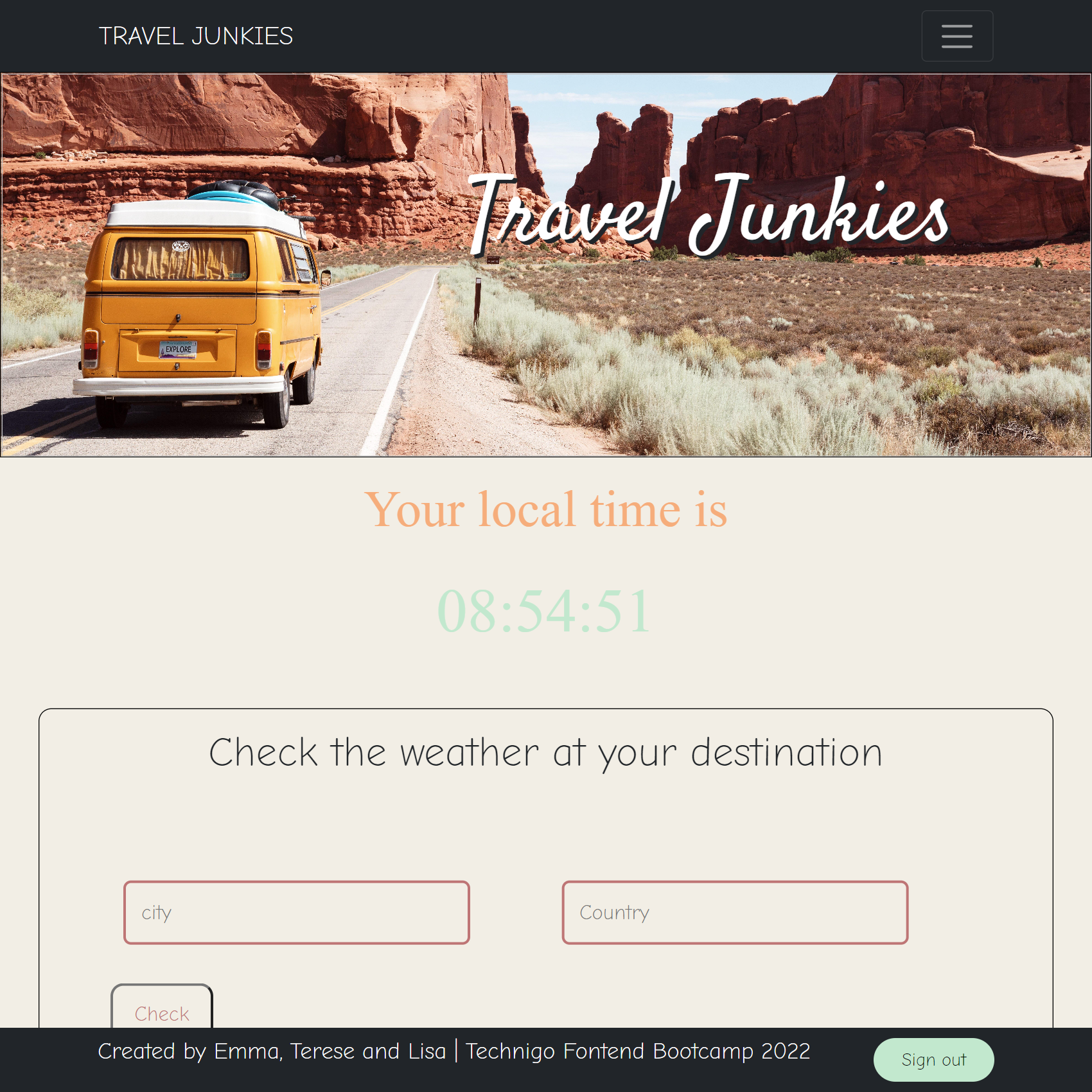 A screenshot of our travelpage for travel junkies!